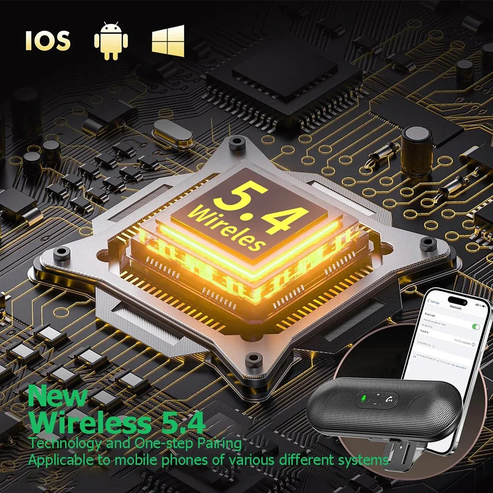 Altavoz Bluetooth 5.4, kit manos libres para coche, clip para visera, receptor de audio inalámbrico, altavoz, reproductor de música a todo volumen, micrófono dual