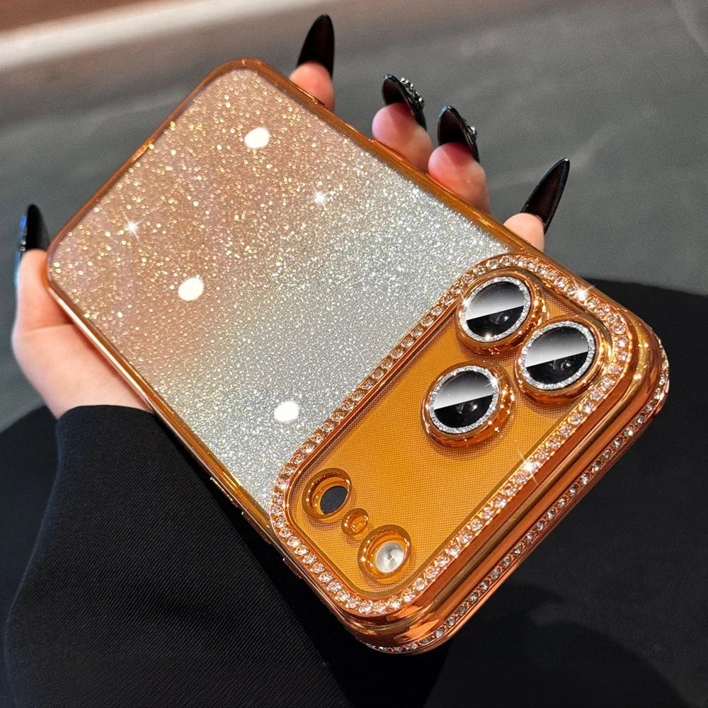 Funda Magsafe de lujo con degradado de diamantes para iPhone