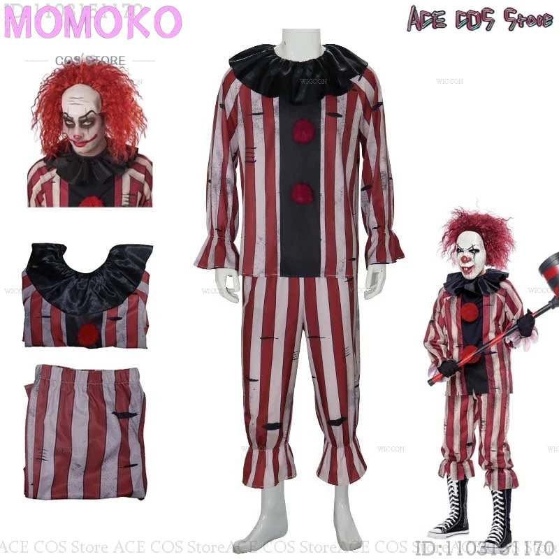 Halloween Horror Scary Clown Nightmere Party Creepy Killer Clown Cosplay Costume Red Wig Party Carnival Women Masquerade Outfit