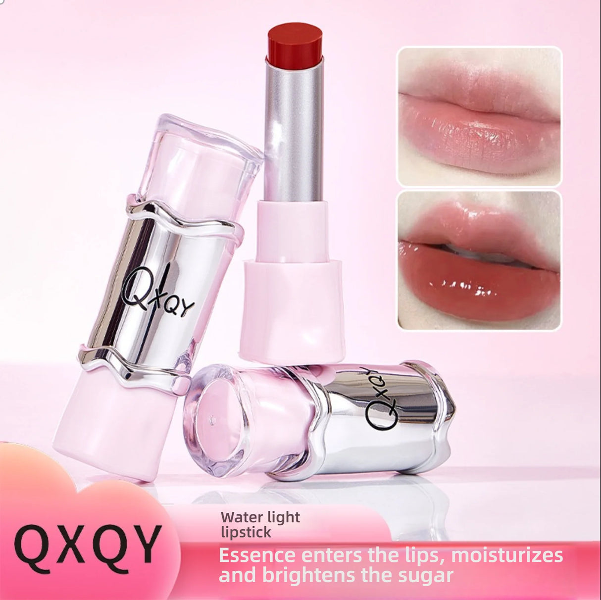 QXQY GLOSSY JELLY LIPSTICK - Brillant à lèvres effet miroir, hydratant et longue tenue, brillant à lèvres nude pour des lèvres pulpeuses et éclatantes (sans maquillage)