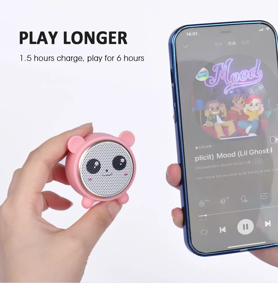 Enceinte Bluetooth sans fil pour animaux, mini haut-parleurs Hi-Fi, son TWS, pour l'extérieur ou le bureau, maison, bébé panda