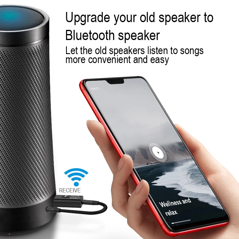 Récepteur-émetteur audio Bluetooth 5.0 2 en 1, adaptateur audio stéréo sans fil 3,5 mm, AUX, USB, avec micro, pour voiture, haut-parleur, TV, PC