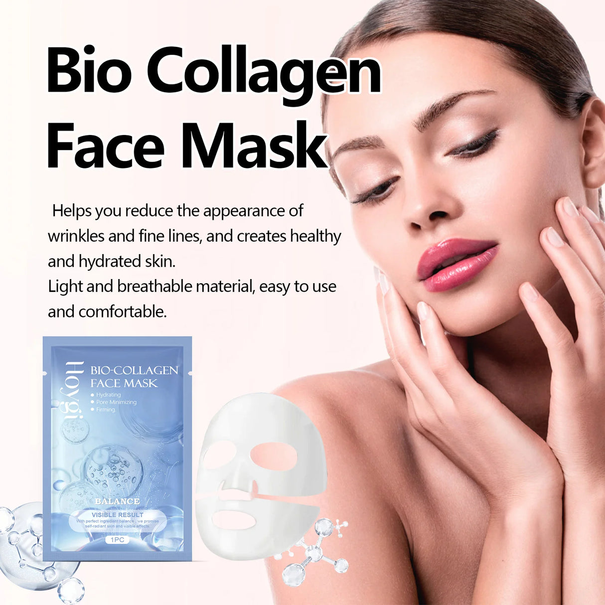 Mascarilla facial de colágeno antienvejecimiento, reduce líneas finas, elimina arrugas, ilumina, reafirma, hidrata y reduce los poros.