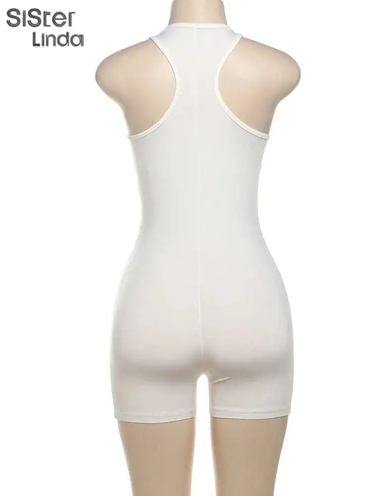 Authentic Casual Women's Jumpsuit Shorts Popular In Summer 2024 Suspender Low Cut And Backless Sleeveless Top Paired With Shorts - Lootquake