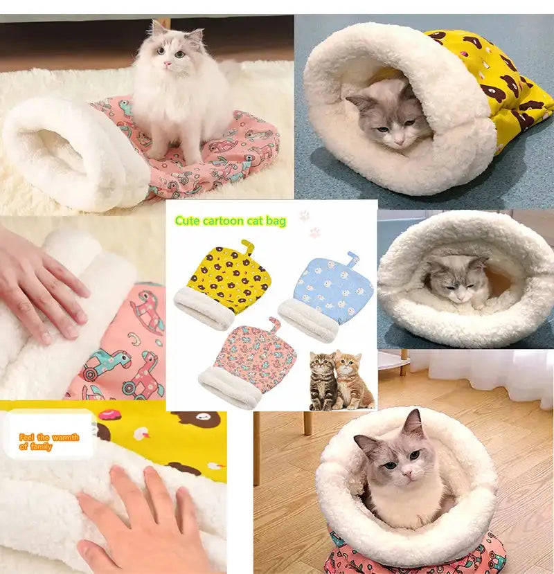 Warm Cat Sleeping Bag Soft Cat Bed Comfortable Tunnel Cat Nest Closed Pet House for Cats Lovely Cat Nest 2.5-7kg Cat Accessories - Lootquake