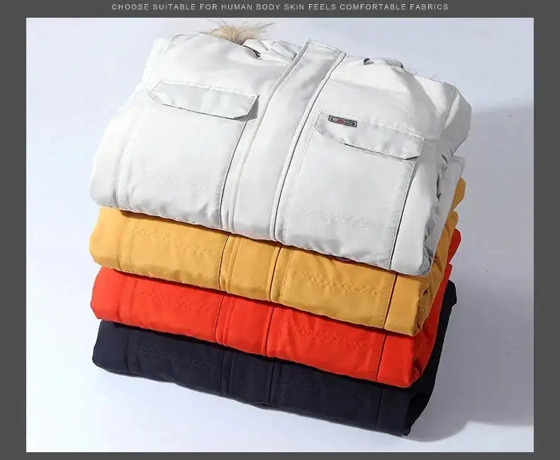 New Men Parkas Coat Windbreaker Big Pockets Wholesale Winter Parkas Men Thicken Coat Fur Hooded Jacket Overcoat Keep Warm Male - Lootquake