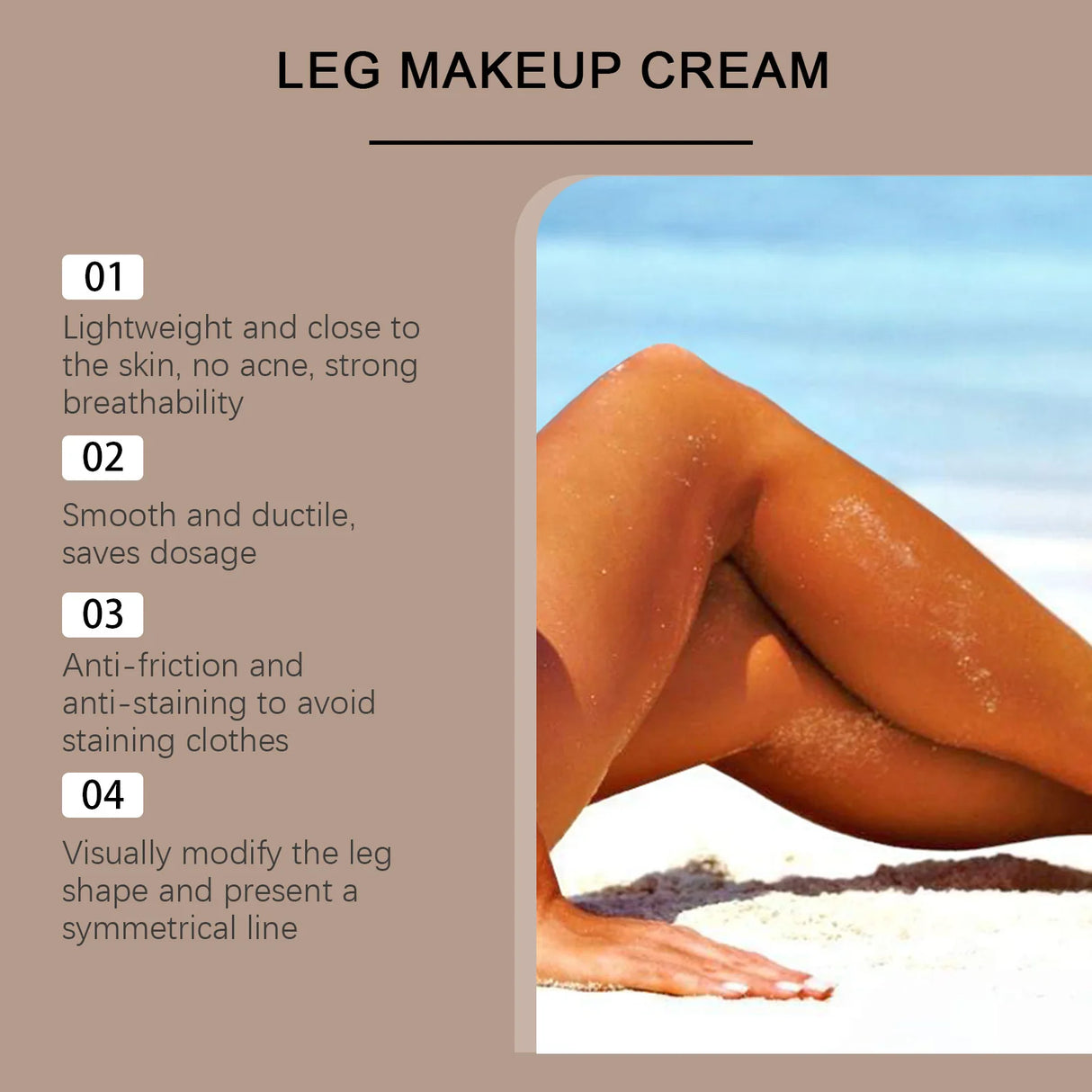 Leg Makeup Lotion Lasting Concealer Even Skin Tone Fake Tanning Waterproof Moisturizing Natural Glow Brown Body Foundation Cream