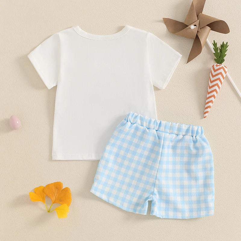 ma&baby 6M-4Y Easter Toddler Kid Baby Boys Clothes Sets Summer Outfits Bunny Short Sleeves T-Shirt Plaid Shorts - Lootquake
