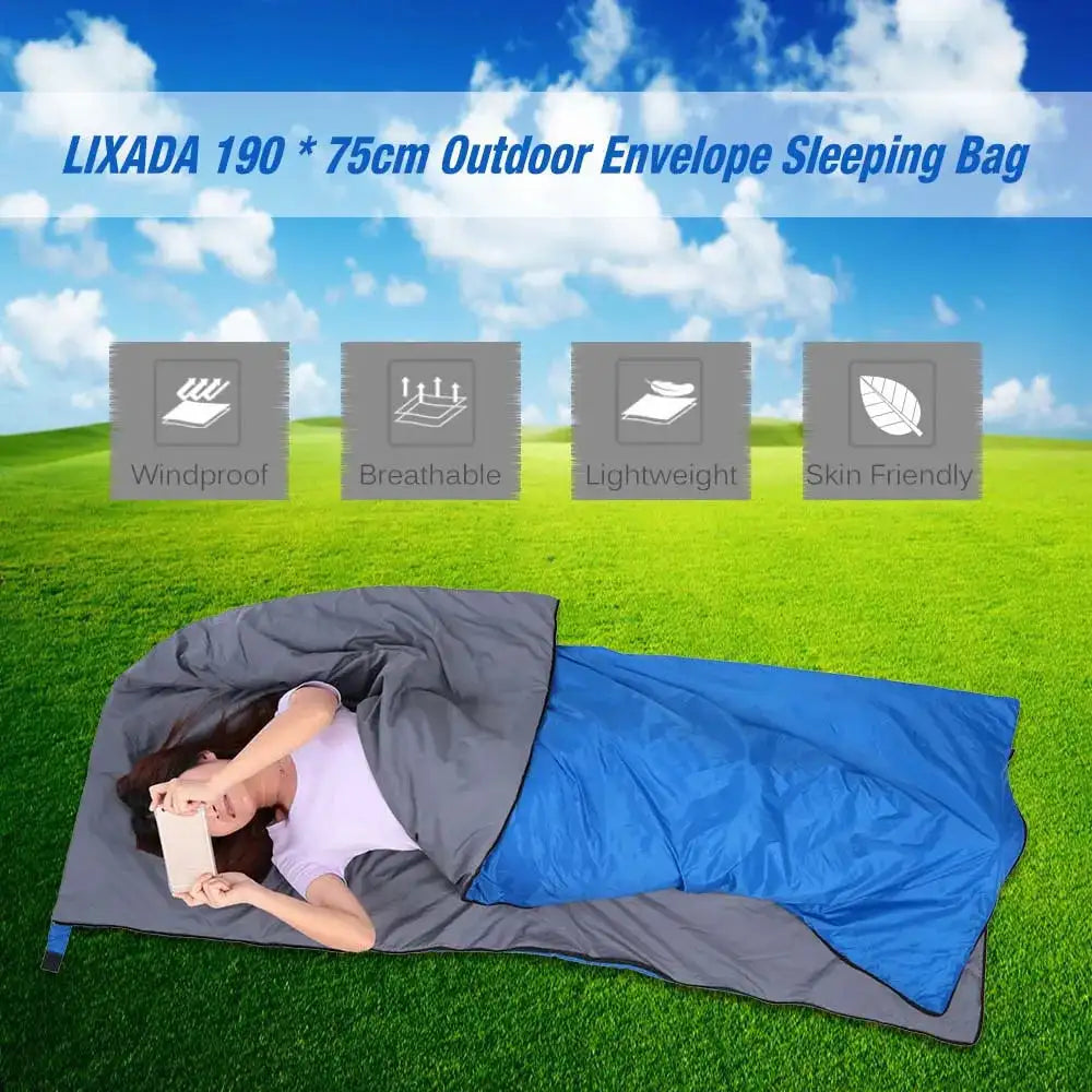 Saco de dormir portátil para exteriores Lixada de 190 x 75 cm, para acampar, viajar, senderismo, multifunción, ultraligero, 680 g, para mochileros.