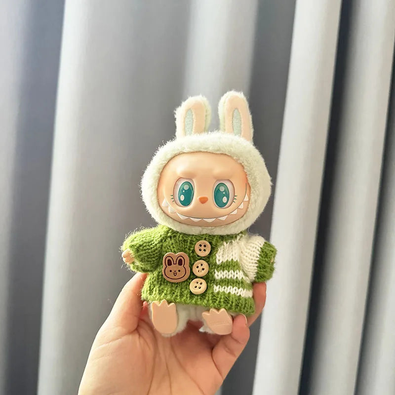 Labubu I II Sitting Party Clothing Idol Dolls Cute Mini Plush Doll'S Clothes Easter Colorful Bunny Sweater Labubu Accessories