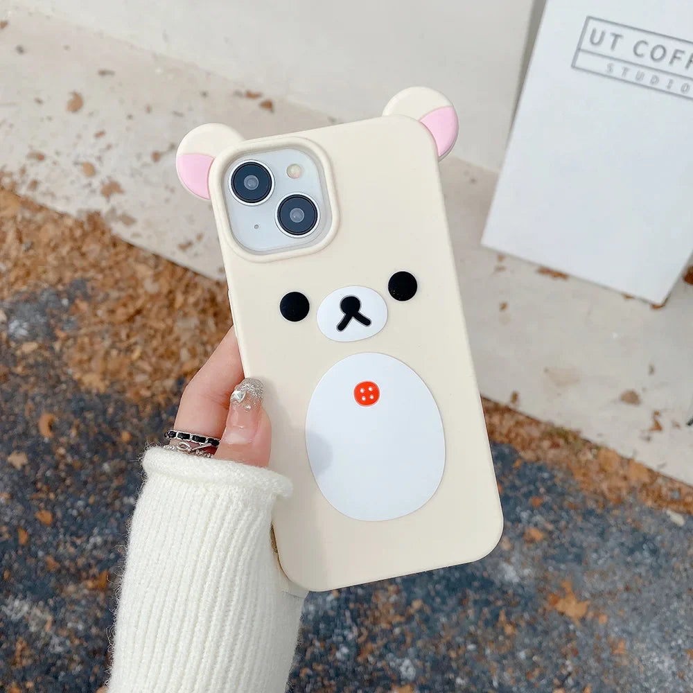 Funda de silicona suave para teléfono con diseño de oso Rilakkuma de dibujos animados