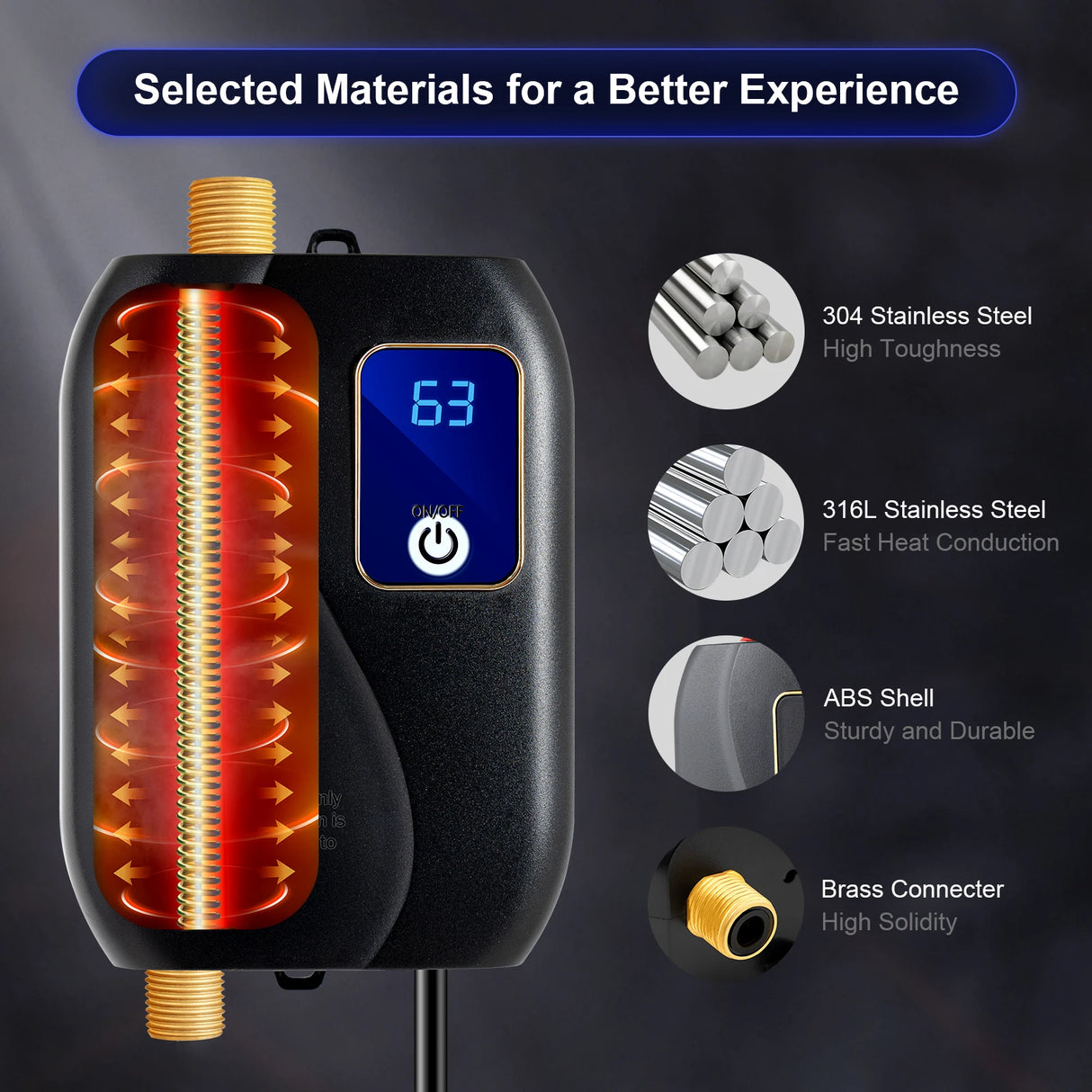 Chauffe-eau électrique instantané sans réservoir, 3,0 kW, 110 V, portable, pour la cuisine