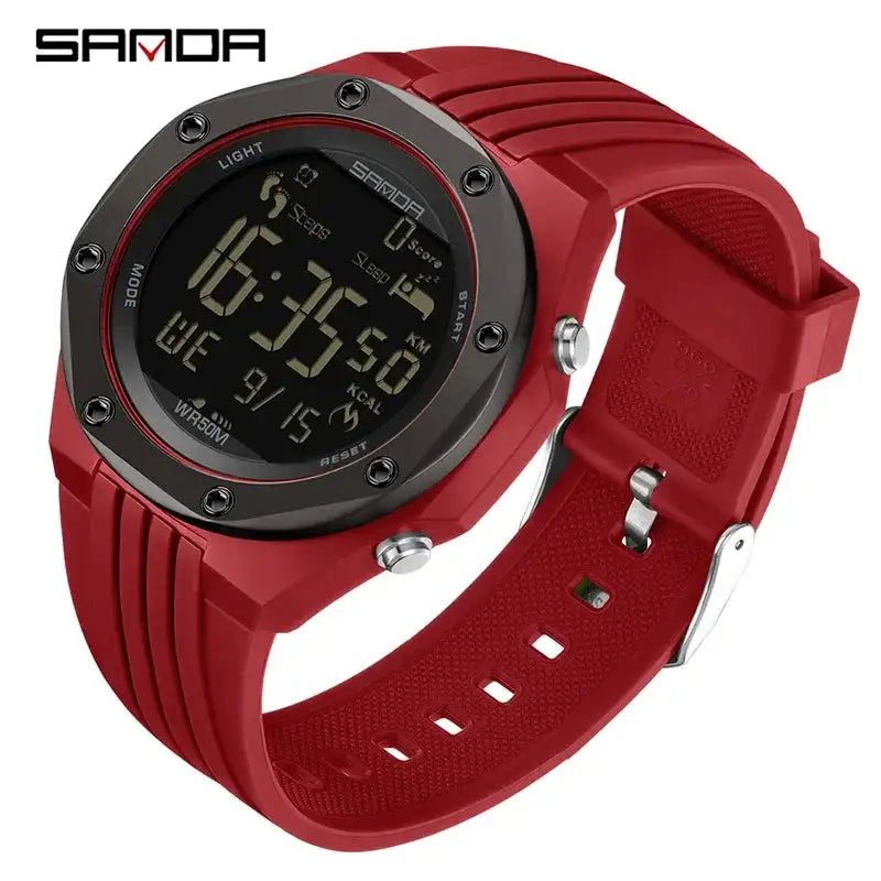 SANDA 6117 New 2023 Step Calorimeter Single Display Electronic Watch Simple Nightlight Waterproof Sports Electronic Watch - Lootquake