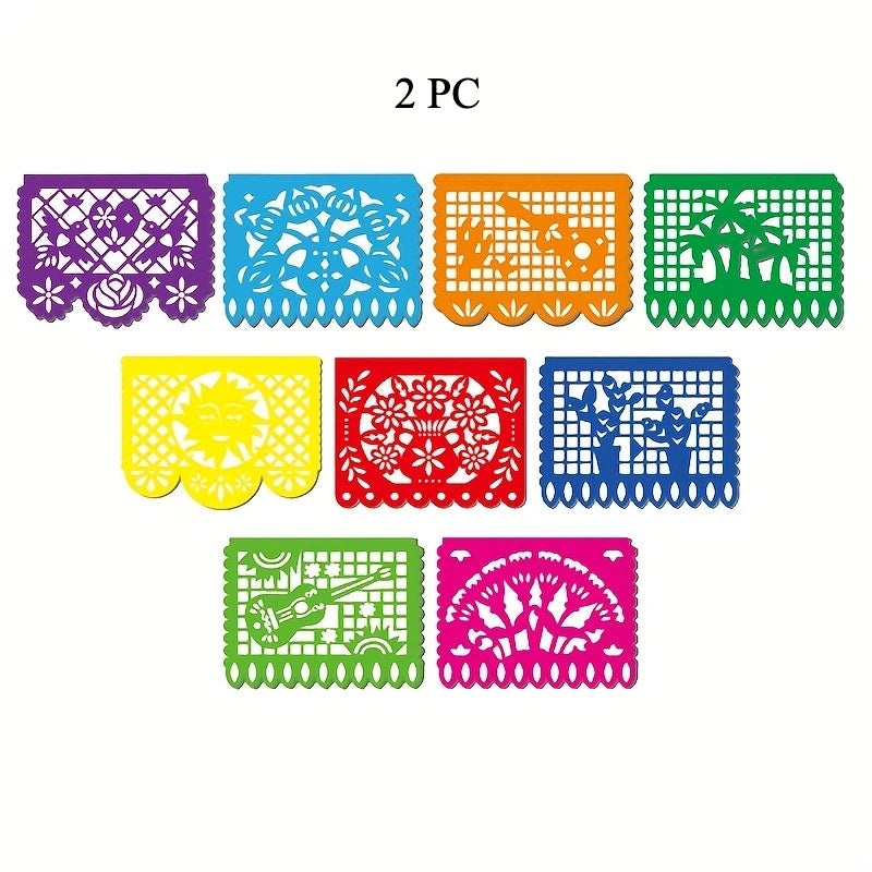 4 PCS Mexican Party Banners, Plastic Papel Picado Mexico Decor, Easter Decor, , Day of The Dead Decoration, 18 Feet Total - Lootquake