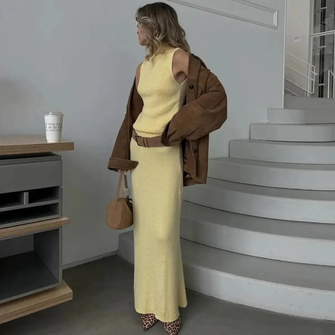 Tossy Elegant Knitwear 2 Piece-Set Long Dress Female Ribbed Sweater Pullover And Loose Patchwork Maxi Skirt Sets Ladies Outfits - Lootquake