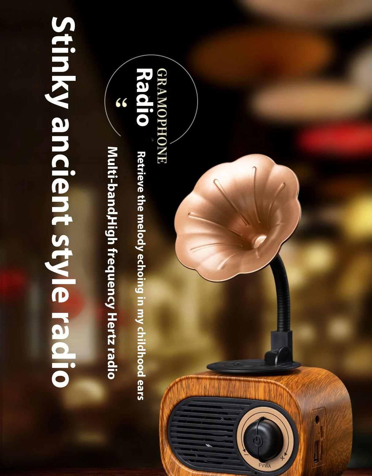 Enceinte Bluetooth rétro en bois, portable, mini haut-parleur sans fil pour système audio d'extérieur, radio TF, FM, musique, MP3, caisson de basses
