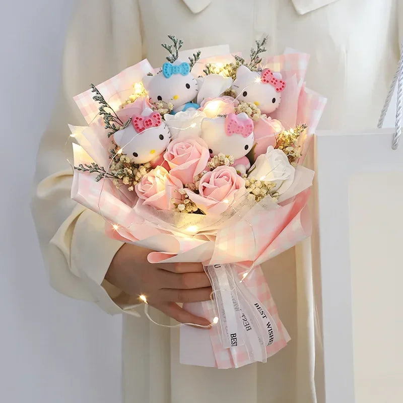 Hello kitty cartoon cute bouquet gift wholesale Valentine's Day birthday gift Kawaii anime doll bouquet for girlfriend new style - Lootquake