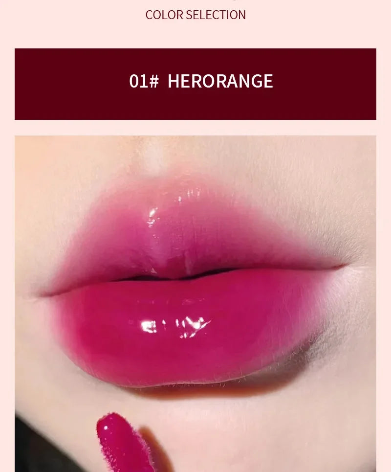 HERORANGE Brillo de labios ligero, brillo de labios, no se pega fácilmente, duradero, lápiz labial hidratante de agua, maquillaje líquido coreano