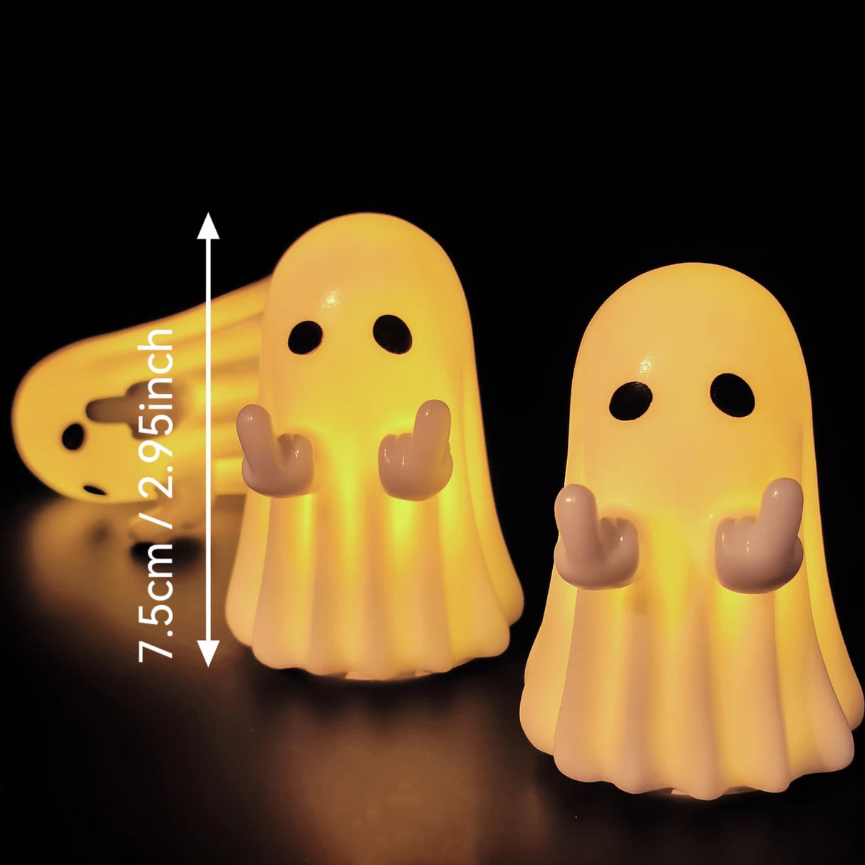 Veilleuse fantôme lumineuse avec lumière chaude, jolie décoration de table d'Halloween pour chambre à coucher et bureau – Décoration de bureau festive