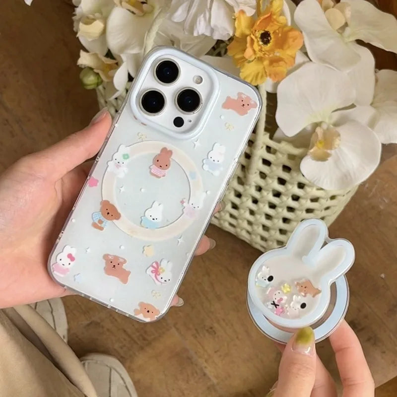 Miffy Phone Case with Holder Kawaii Miffy Rabbit Suitable For iPhone