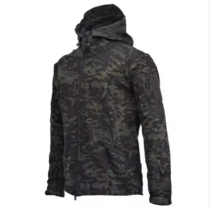 2024 New Outdoor Jackets Men Shark Skin Soft Shell Tactical Waterproof Windbreaker Jacket Mens Hooded Bomber Coats Hiking - Lootquake