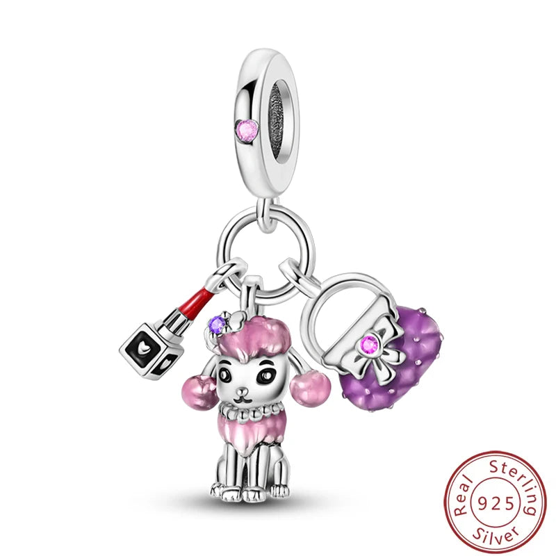 S925 Sterling Silver Princess Golf Hamster Camera Travel Three Piece Set Charms Beads 3mm DIY Fine Jewelry Making - Lootquake