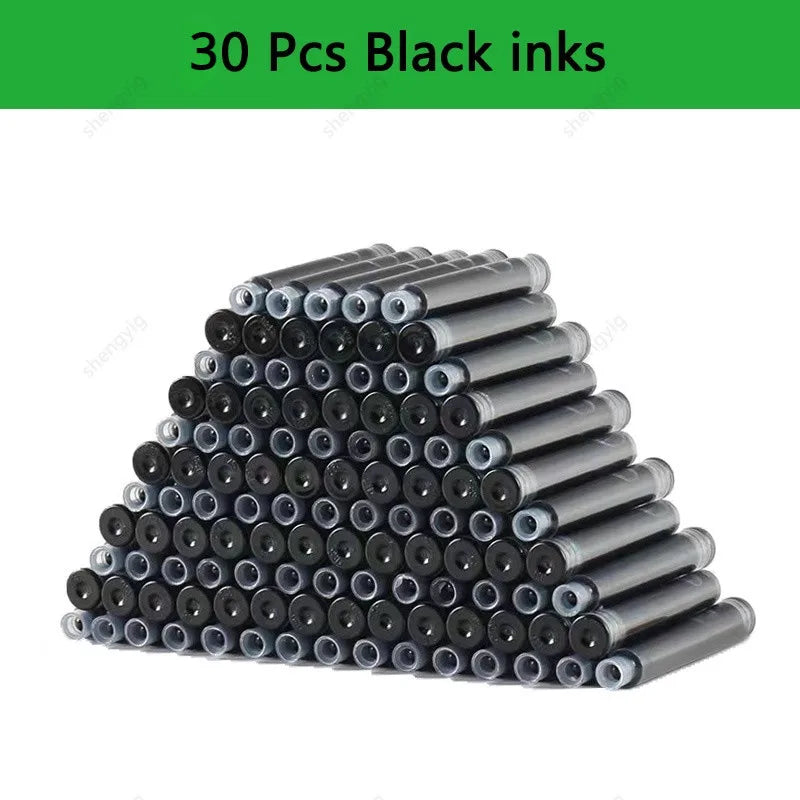 Juego de 33 plumas estilográficas Kawaii con tinta reemplazable, tinta negra, azul y roja EF de 0,38 mm, bolígrafos escolares, material de oficina, papelería para escribir.