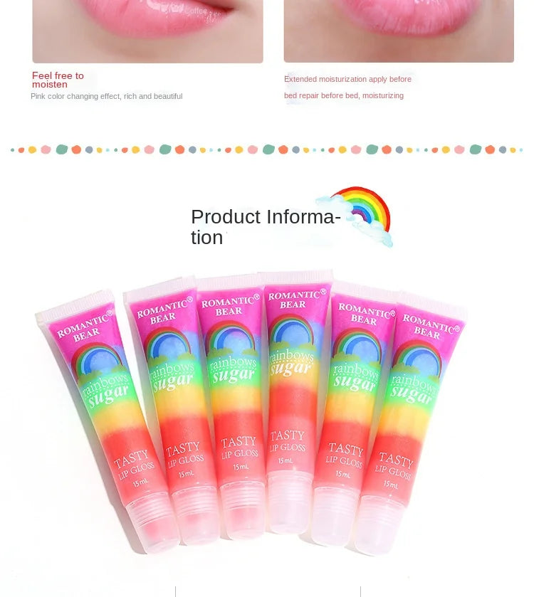 Rouge à lèvres sexy et pulpeux, brillant à lèvres transparent, baume à lèvres fruité arc-en-ciel, teinte brillante pour les lèvres, base de maquillage pour la bouche, rouge à lèvres, maquillage tendance