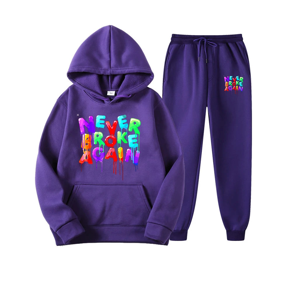 Youngboy Never Broke Again Hoodes 2PCS Sets Tracksuit Fashion Hip Hop Suit Sweatpants Men Women Hooded Sweatshirts Sport Pant - Lootquake