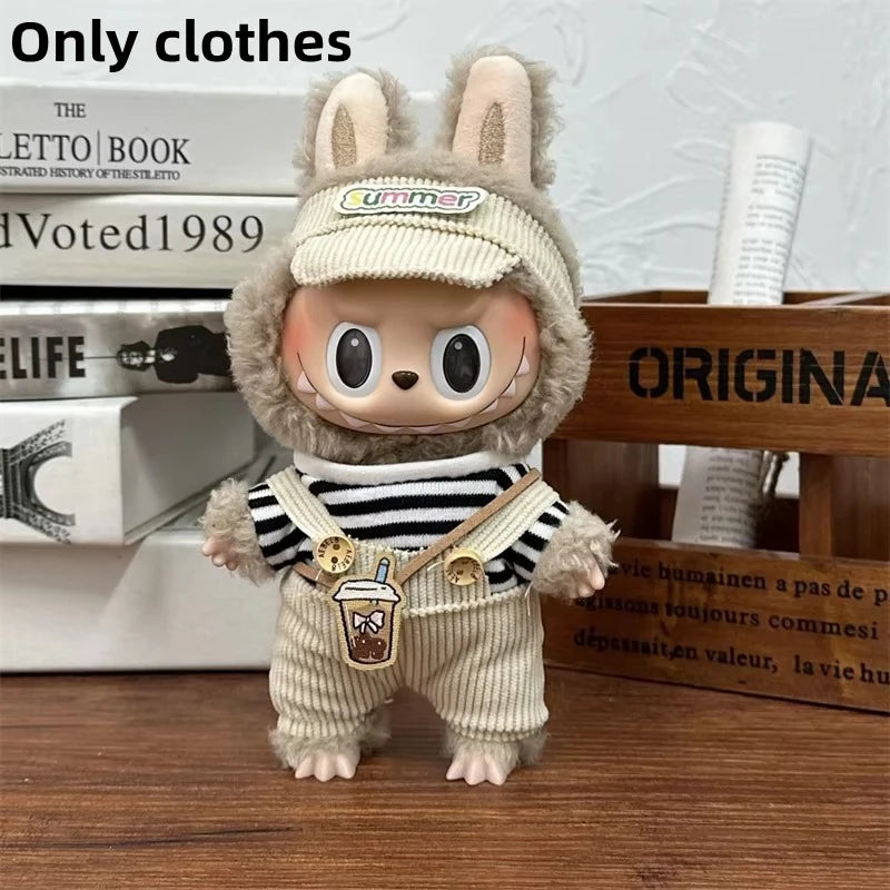Vêtements de poupée LABUBU 17 cm, accessoires pour Labubu V1 V2, salopette rayée, chapeaux, lunettes, chaussures, vêtements cool et élégants, cadeau