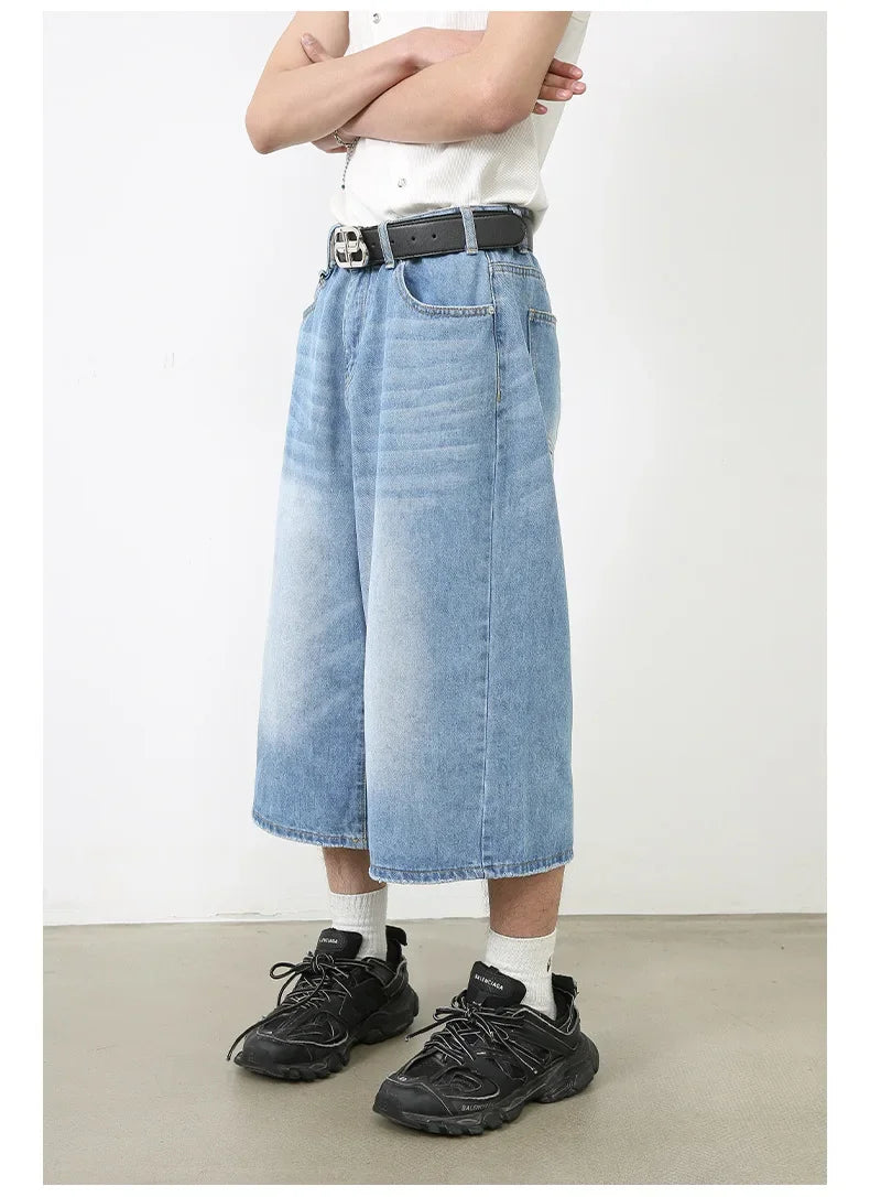 Women's Retro Wide Leg Baggy Casual Denim Shorts Harajuku Aesthetic High Waist Loose Shorts 2024 Summer Fashion Punk Shorts - Lootquake