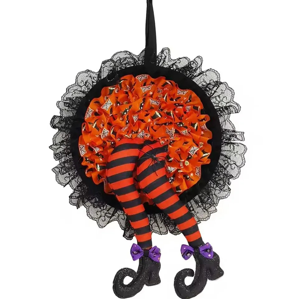 Halloween Witch Legs Door Wreath