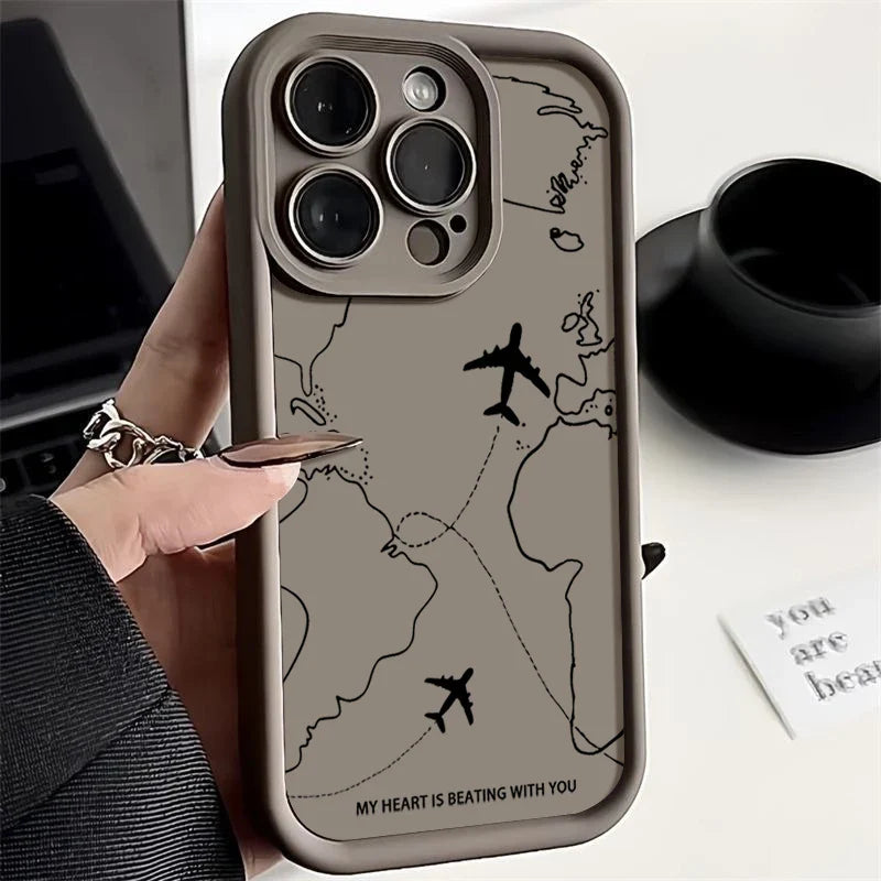 Airplane Route Pattern Phone Case For iPhone