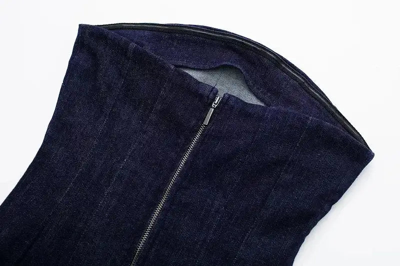 TRAF Off Shoulder Denim Dress Woman Blue Corset Long Dress Women Midi Bodycon Dresses For Women 2023 Elegant Party Dresses - Lootquake