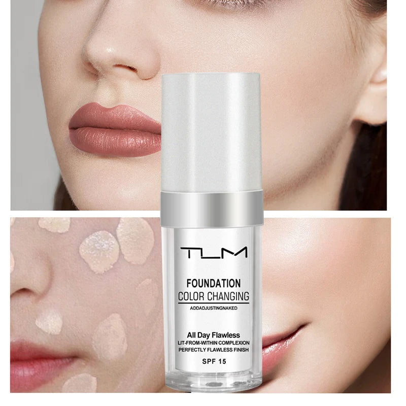 TLM TUM Base de maquillaje líquida profesional, cobertura total, corrector facial, resistente al agua, ilumina, cubre ojeras, 30 ml