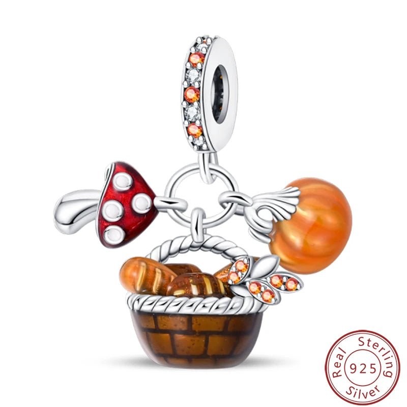 Ensemble de trois breloques en argent sterling S925, perles de 3 mm, motif princesse, golf, hamster, appareil photo, voyage, fabrication de bijoux fins