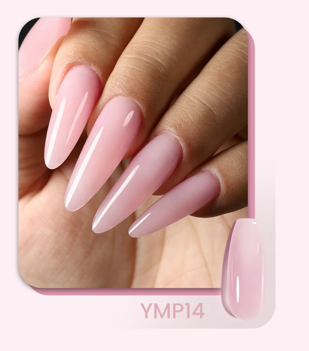 Esmalte de uñas en gel YOKEFELLOW de 15 g, color rosa nude, transparente, para construcción, extensión, remojo, UV LED, acrílico.