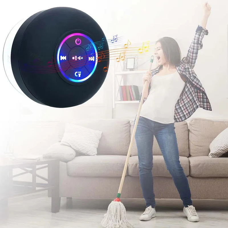Mini Bluetooth Speaker Shower Subwoofer with Color LED Waterproof Handsfree Loudspeaker Music For Bathroom Pool Beach Car Phone