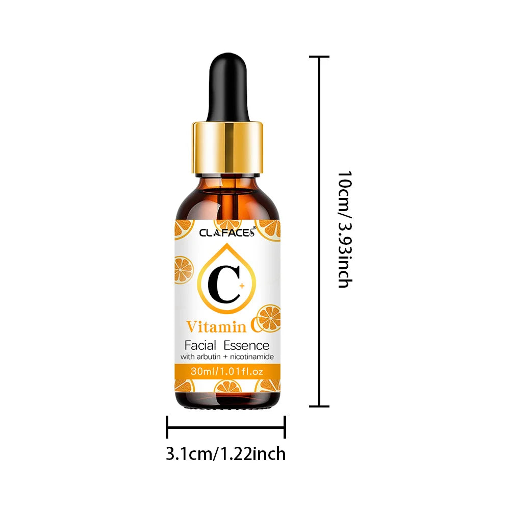 La esencia de vitamina C elimina manchas oscuras, blanquea, hidrata, resiste el envejecimiento, las arrugas y reafirma los cosméticos para el cuidado de la piel 30 ml