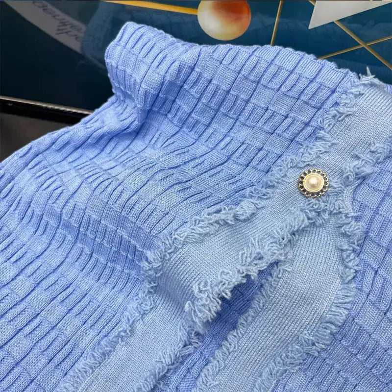 YuooMuoo 2025 New Arrival Women Knitted Long Dress Elegant V-neck Single-breasted Split Sweater Dress Office Lady Vestidos - Lootquake