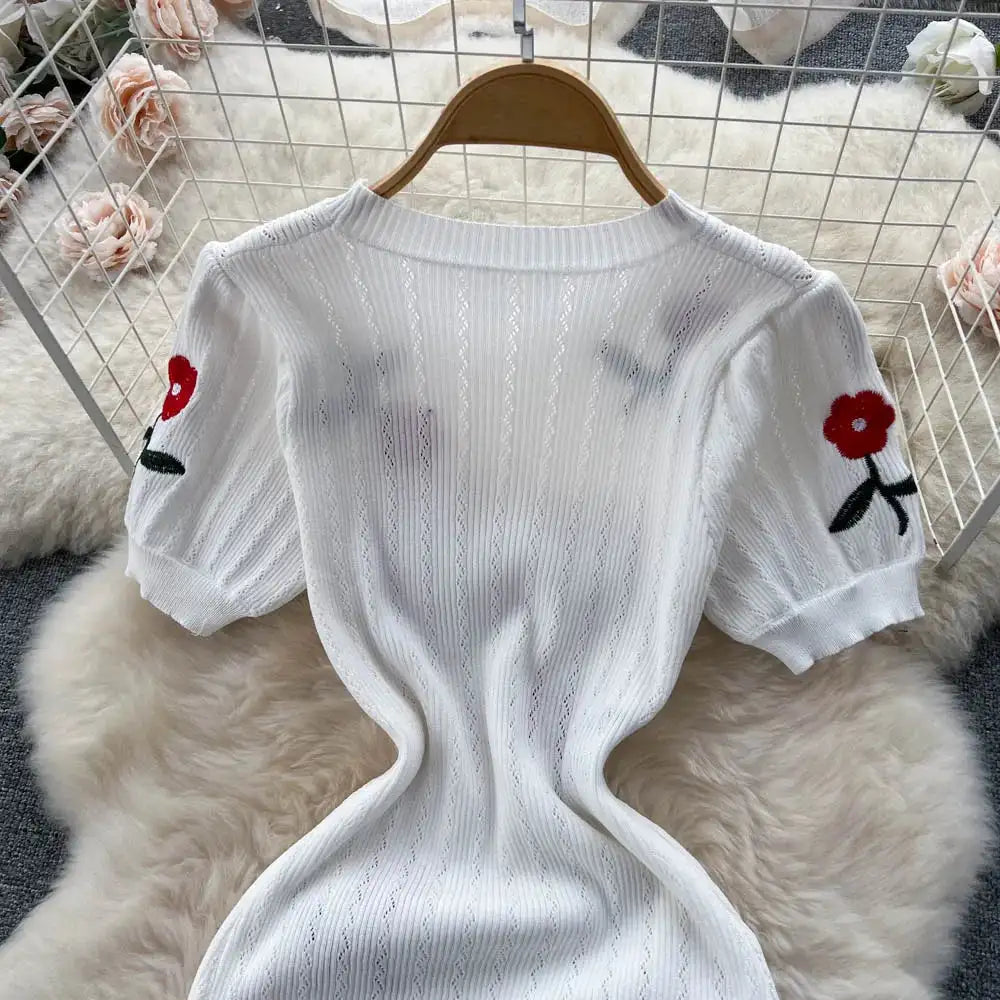 Crochet Dresses Knit Cut Out Dress Jurk Dames Beach Dresses for Women 2023 Short Sleevel Female Vestidos Mujer Maxi Long Dress - Lootquake