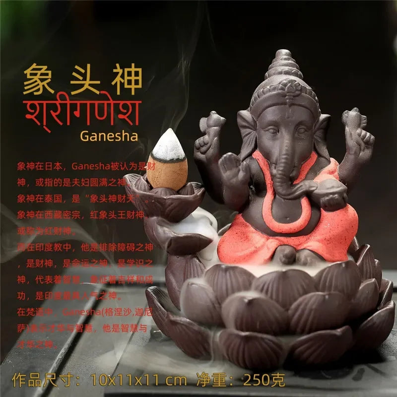 Escultura artesanal de arenisca, meditación sentada, estatua de Buda, escultura de elefante Ganesha, quemador de incienso, decoración Feng Shui,