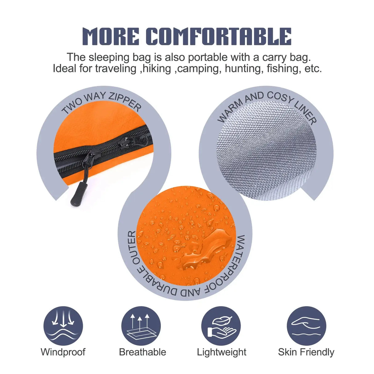 Saco de dormir portátil para exteriores Lixada de 190 x 75 cm, para acampar, viajar, senderismo, multifunción, ultraligero, 680 g, para mochileros.