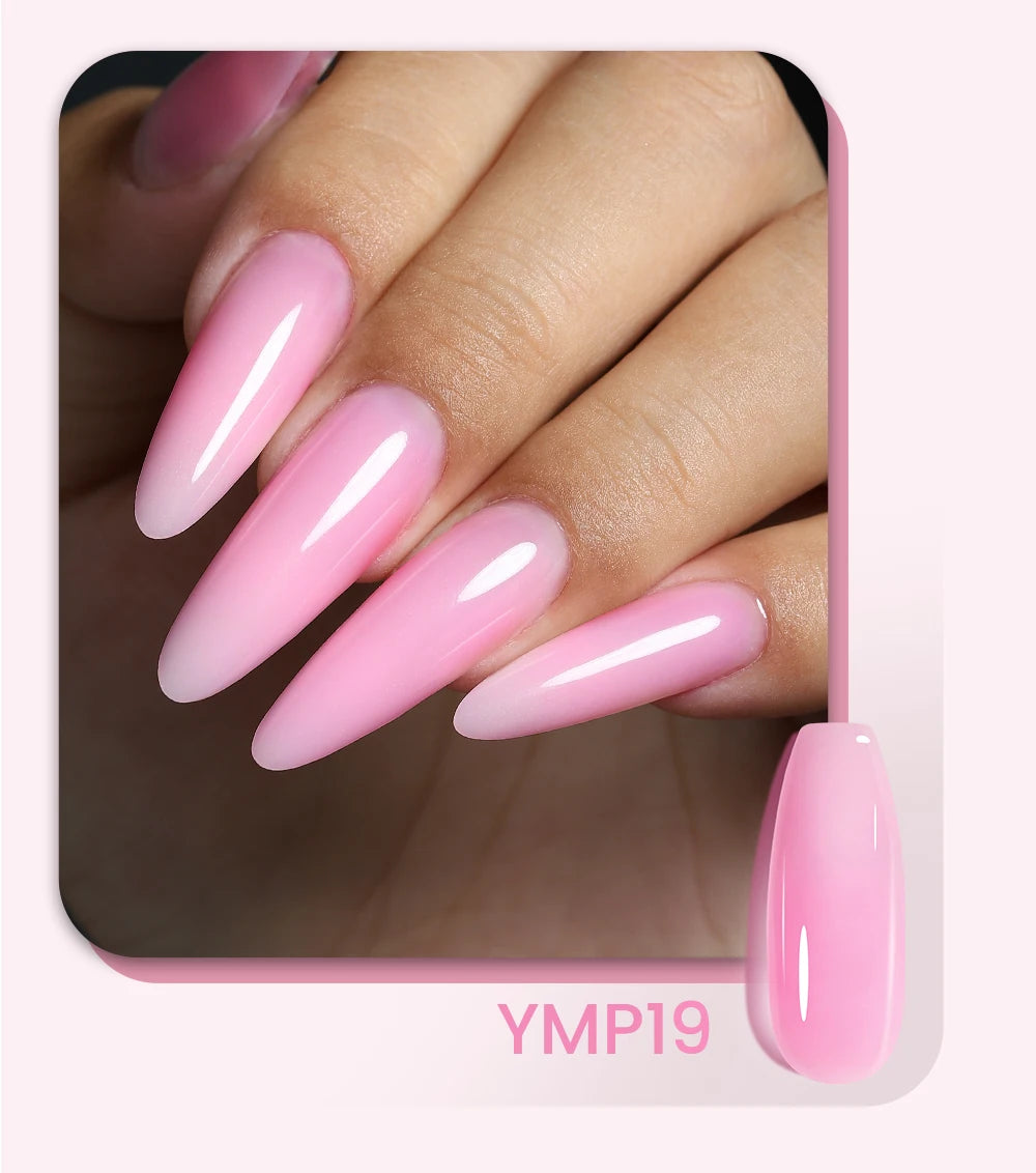 Esmalte de uñas en gel YOKEFELLOW de 15 g, color rosa nude, transparente, para construcción, extensión, remojo, UV LED, acrílico.