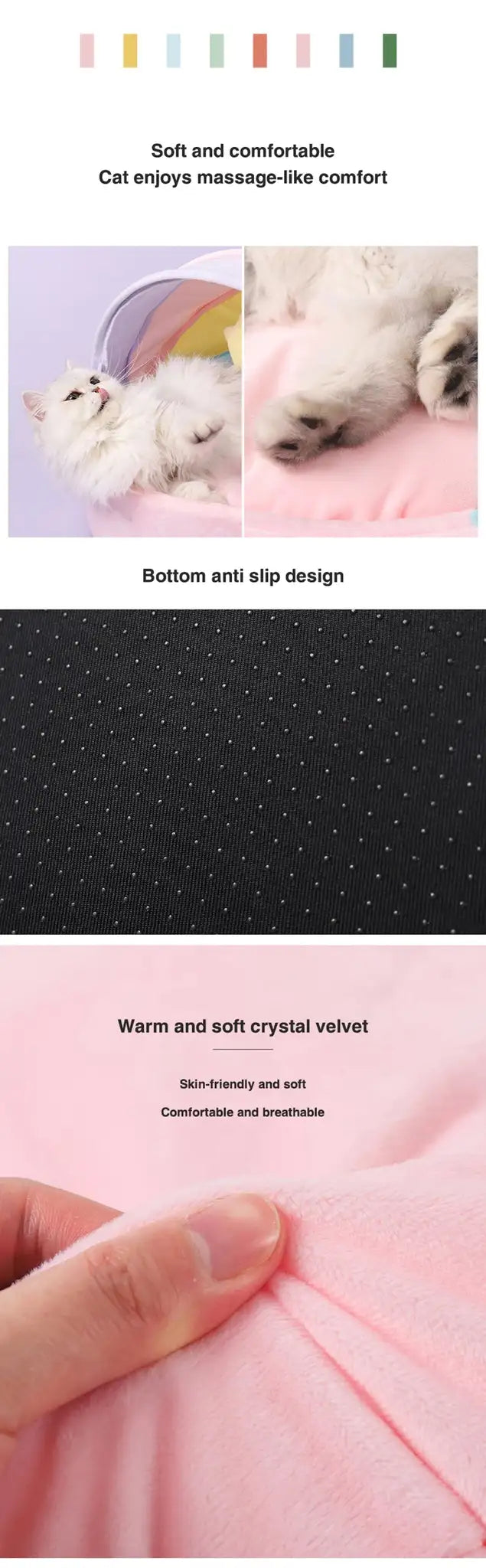 Cat House Bed Cute Cat Bed Rainbow Tent Pet Dog Sleeping Pad Winter Warm Deep Sleep Cat Nest Comfortable Breathable Cat House - Lootquake