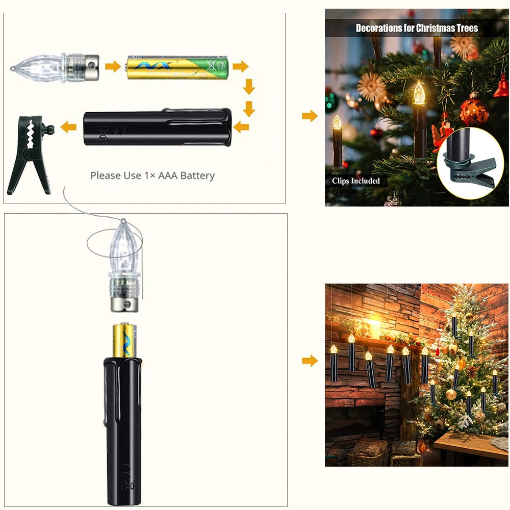 LED Floating Candle for Home Decoration, Flickering Flame, Timing Remote, Battery Operated, Halloween, Christmas,Black Candle