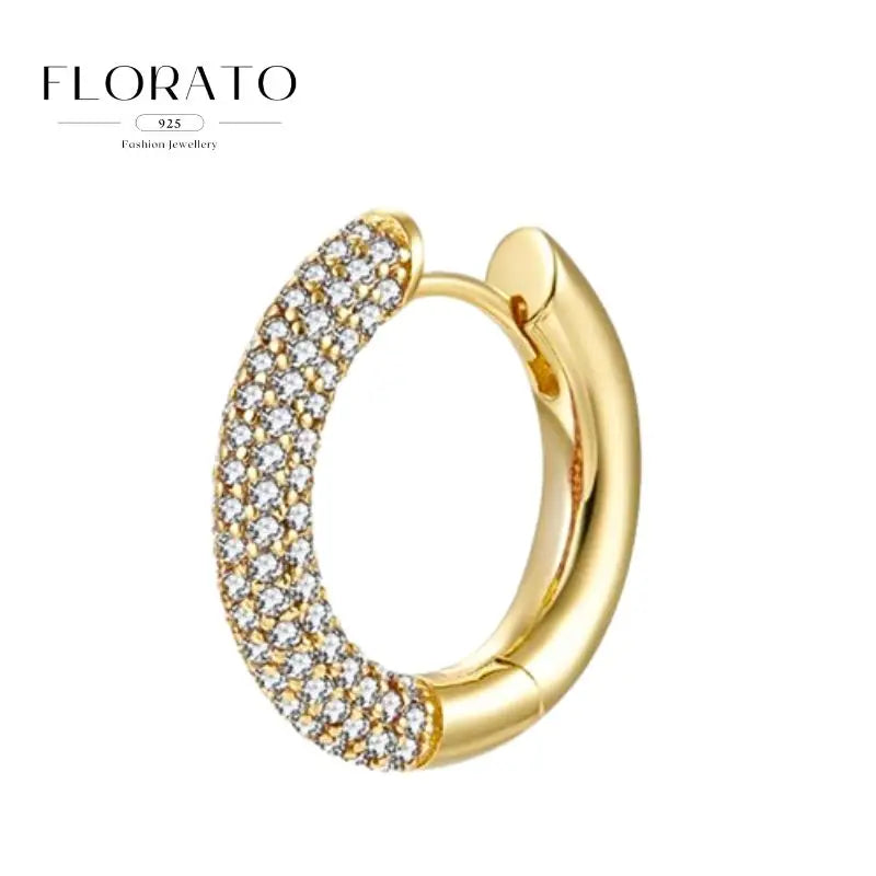 Boucles d'oreilles créoles en argent sterling 925, micro-serties, demi-cercles en zircone, géométriques, de luxe, bijoux tendance, cadeau, vente en gros