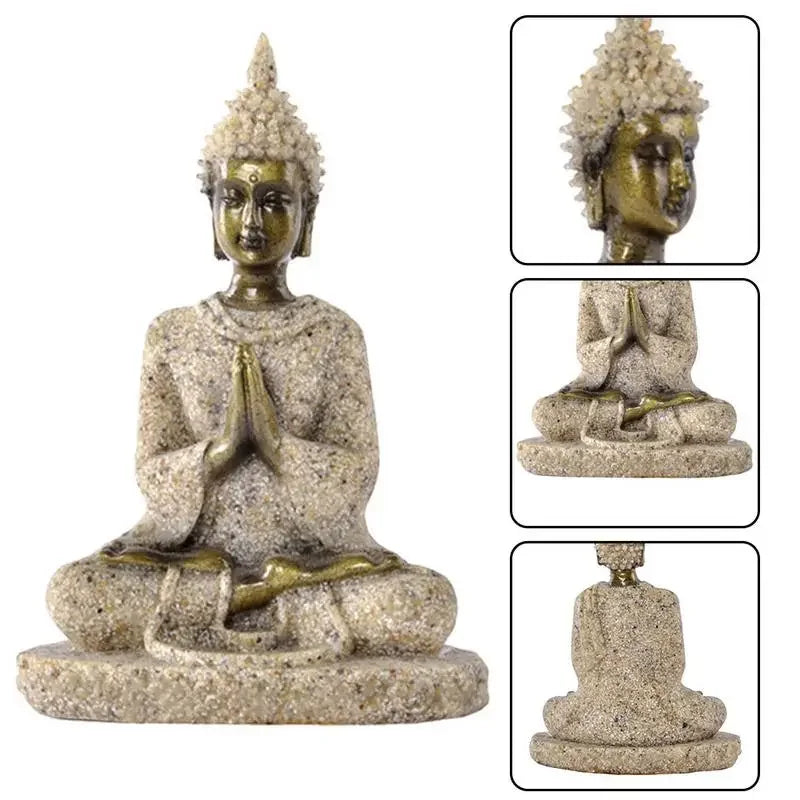 Escultura artesanal de arenisca, meditación sentada, estatua de Buda, escultura de elefante Ganesha, quemador de incienso, decoración Feng Shui,