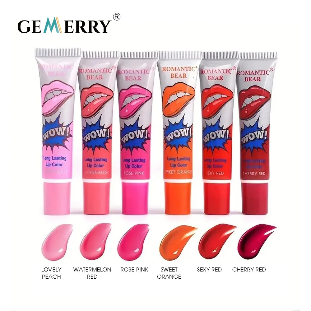 Gemerry 6 couleurs de rouge à lèvres pelable, maquillage magique et sexy, brillant à lèvres longue tenue, beauté, rouge à lèvres imperméable, cosmétique pour femmes