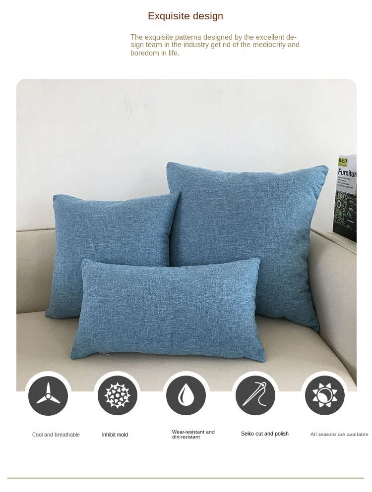 Funda de cojín de sofá lisa de 30 x 50/40 x 40/45 x 45/40 x 60/50 x 50/55 x 55/60 x 60 cm, funda decorativa para asiento de coche o silla.